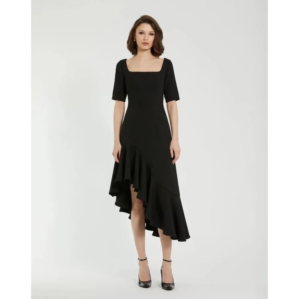 NWT Mac Duggal Crepe 3/4 Sleeve Asymmetrical Hem Dress - size 10
